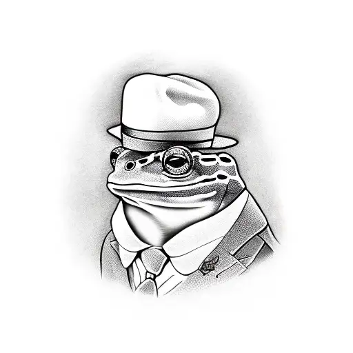 Frog Wearing Suit And Hat