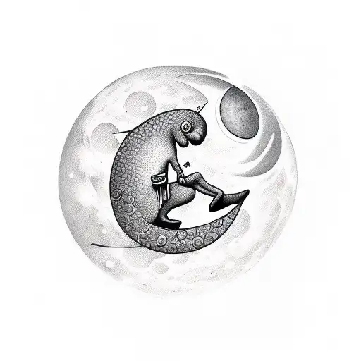 Man Fishing The Moon