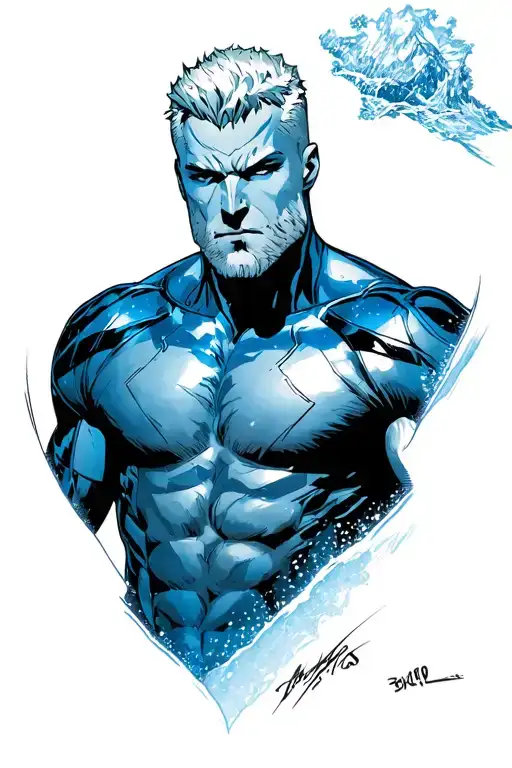Iceman Marvel Comics Style Man