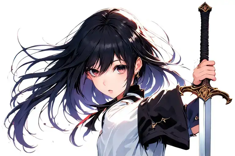 Anime Girl With A Sword 5 Fingers Body Shot Solo No Background