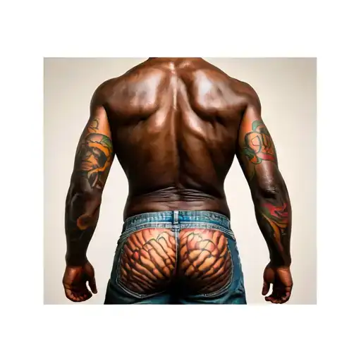 A Black Man With Enormous Buttocks And Penile Bulge