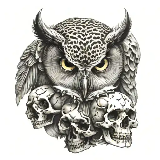 Owl On Skulls