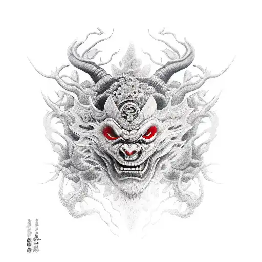 Oni Mask Cherry Blossom Black And Grey Sleeve
