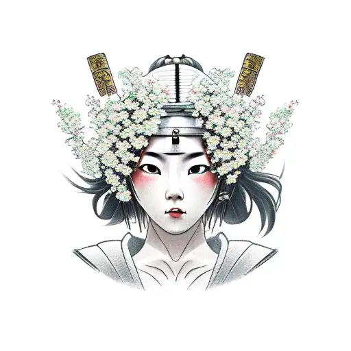 Female Samurai With Cherryblossom