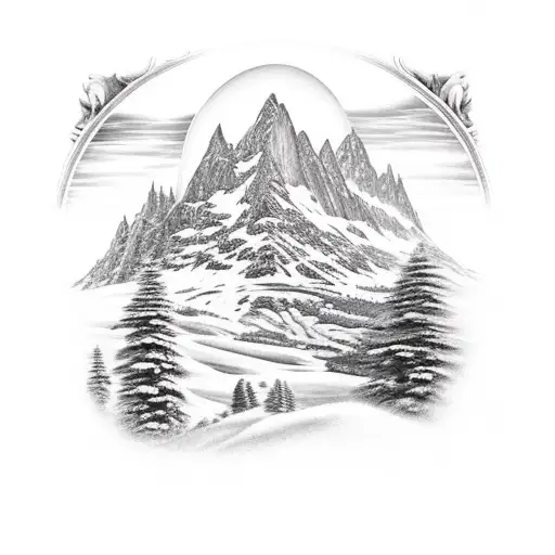 Mountain Landscape With A Hidden Football Field