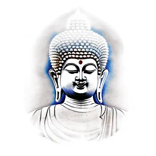 Young Buddha With Ancient Indian Ruins In The Background