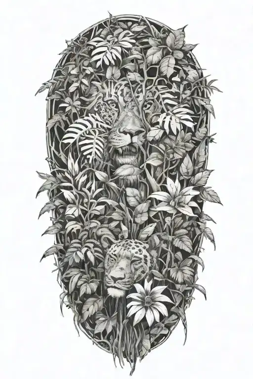 Realistic Jungle Tattoo To Be Used As A Background Behind Existing