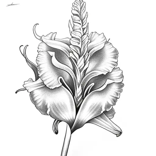Gladiolus Flower With A Dragon