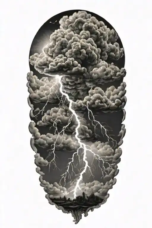 Realistic Lightning Storm Clouds Black And White