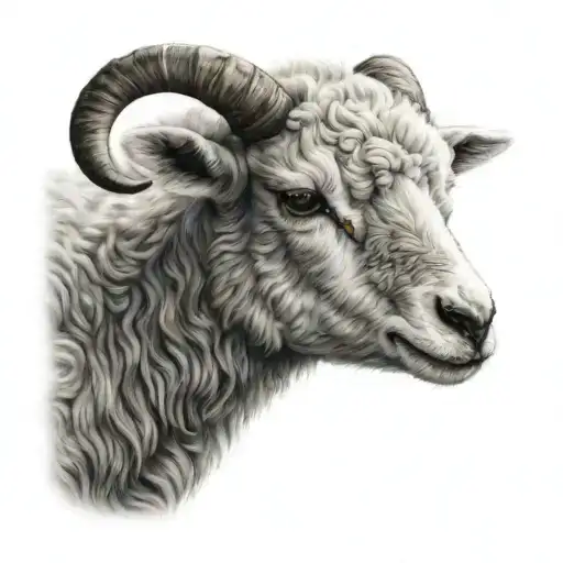 Delicate Lamb Laying Down Fine Line