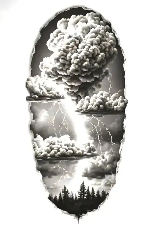 Realistic Lightning Storm Clouds Black And White