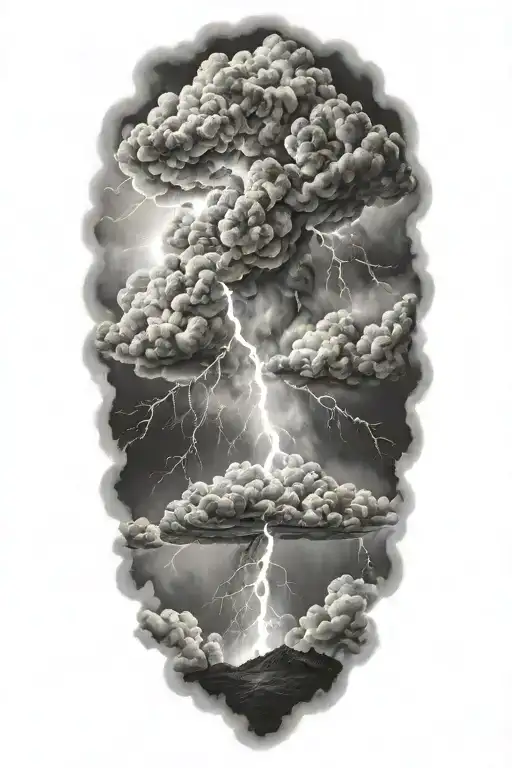 Realistic Lightning Storm Clouds Black And White