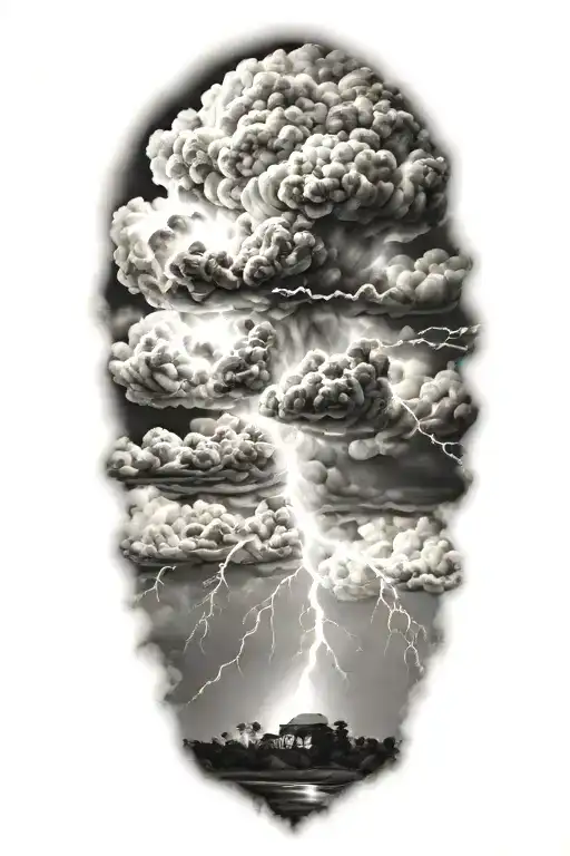 Realistic Lightning Storm Clouds Black And White