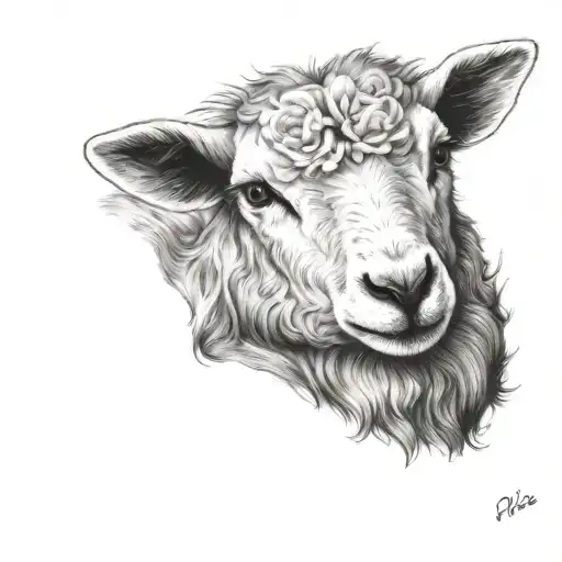 Delicate Lamb Laying Down Fine Line