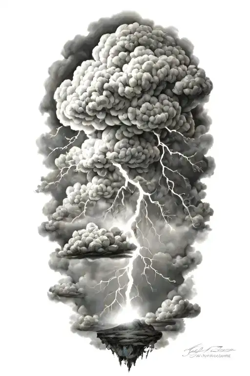 Realistic Lightning Storm Clouds Black And White