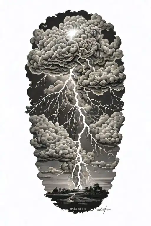 Realistic Lightning Storm Clouds Black And White