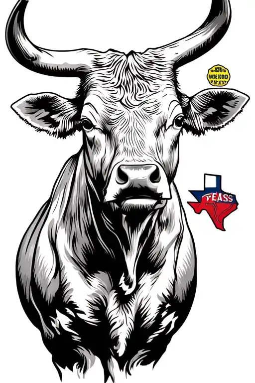 Bull With Tag Ear And Texas State Outline