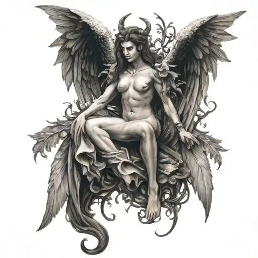 Fallen Angel With Devil Wings