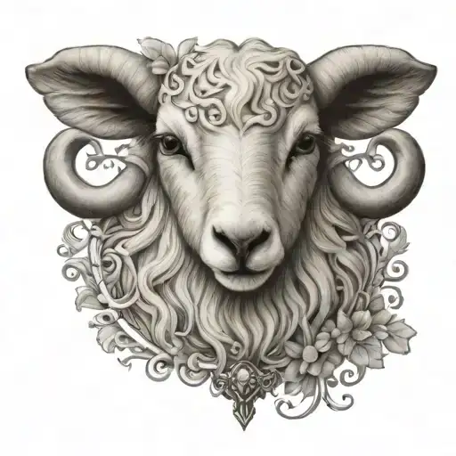 Cute Symmetrical Lamb Face With Jesus Christ Behind It