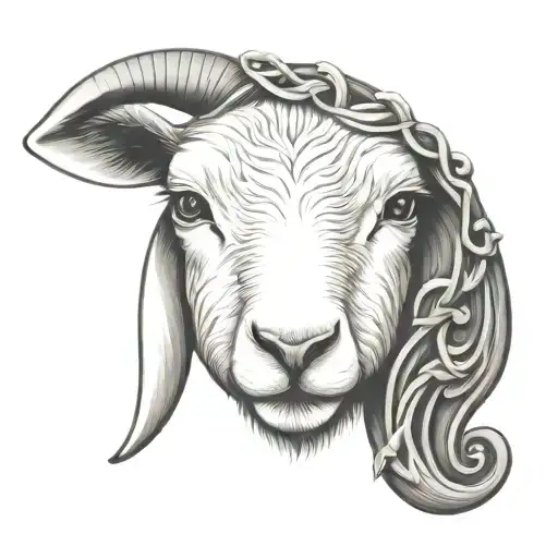 Cute Symmetrical Lamb Face With Jesus Christ Behind It