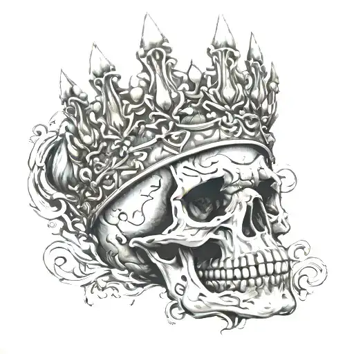 Flaming Skull Wearing A Crown