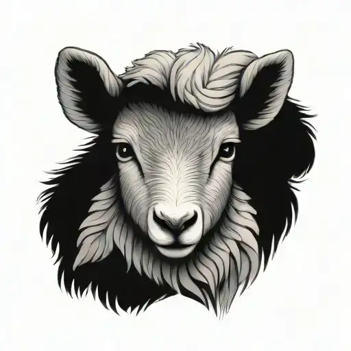 Cute Symmetrical Lamb Face Made With A Few Lines