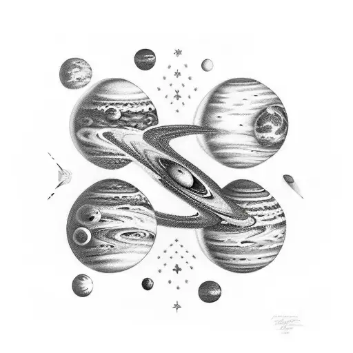 Space Planets Stars Black And White