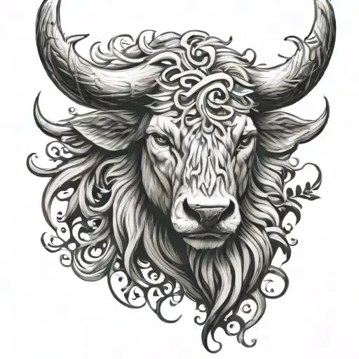 Realistic Nordic Style Tattoo Of Strength