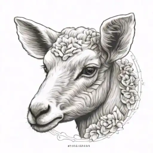 Cute Fine Line Lamb Face