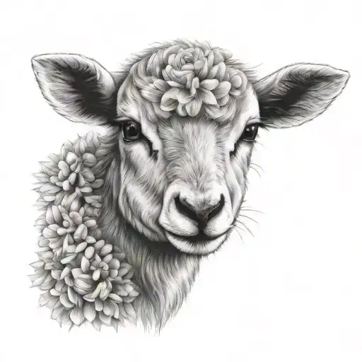 Cute Fine Line Lamb Face