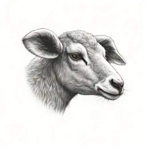 Cute Fine Line Lamb Face