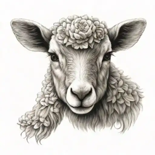 Cute Fine Line Lamb Face