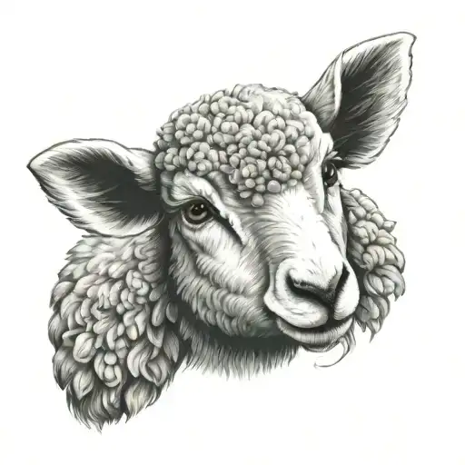Cute Fine Line Lamb Face