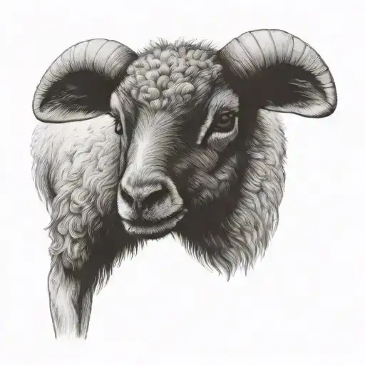 Cute Fine Line Lamb Face