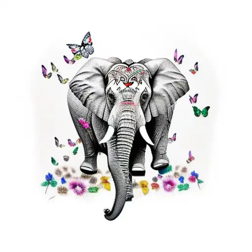 Elephant With Butterflies