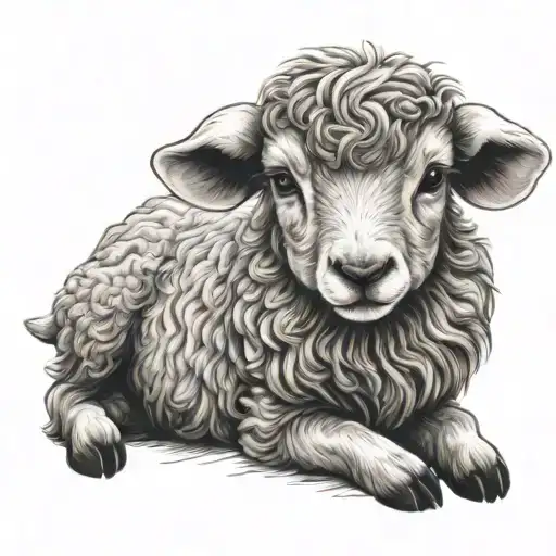 Cute Fine Line Lamb Face