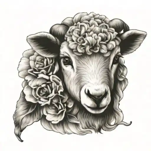 Cute Fine Line Lamb Face