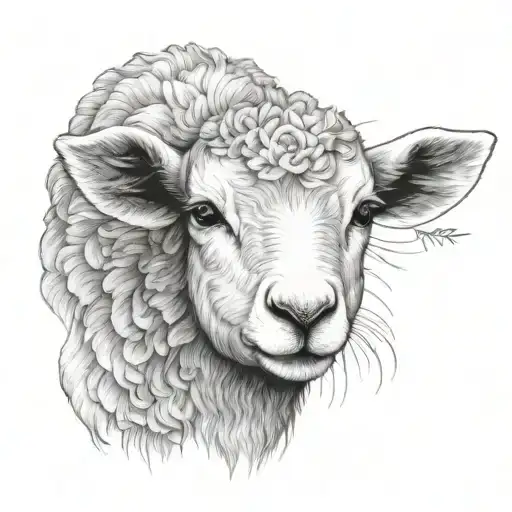 Cute Fine Line Lamb Face