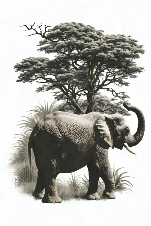 Elephant In Nature Scene