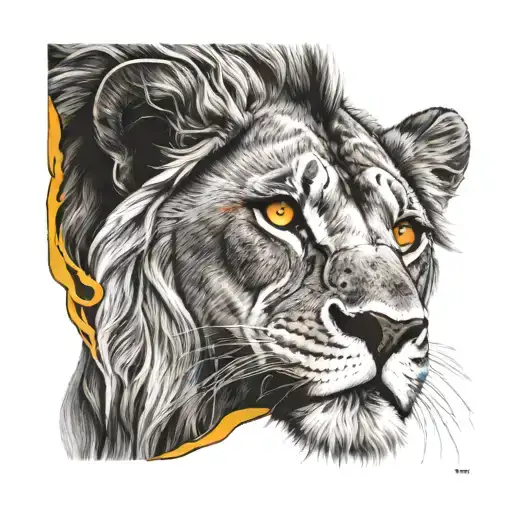 Lion With Yellow And Red Eye
