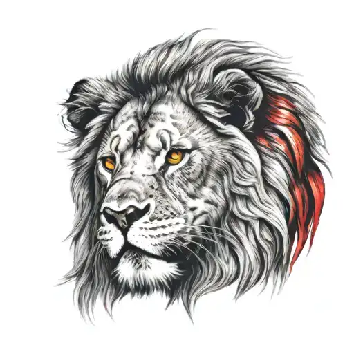 Lion With Yellow And Red Eyes With 1905