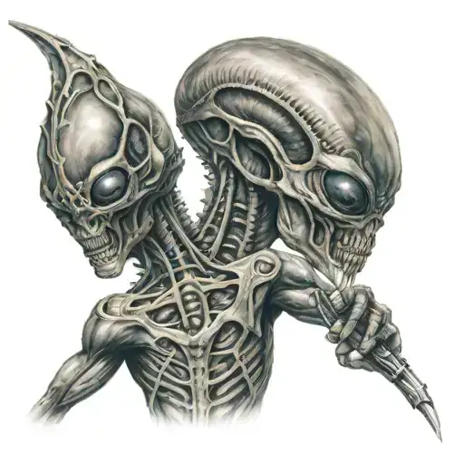 Alien Tattoo Artist Performing With Tunder In Bacground