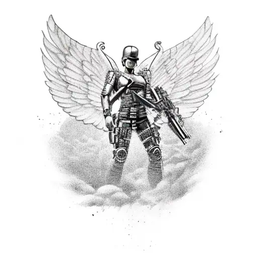 Modern Tactical Angel Defeating Devil In Battle