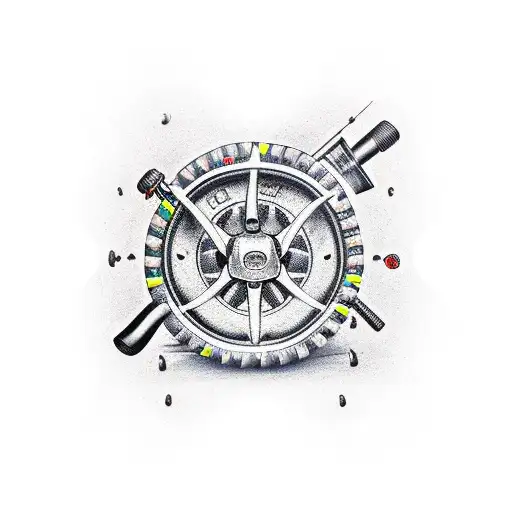 Monster Truck Number Three Fishing Poles Checkered Flag Wrench