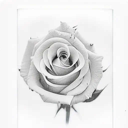 Polaroid Picture With Girl And Dog With Roses