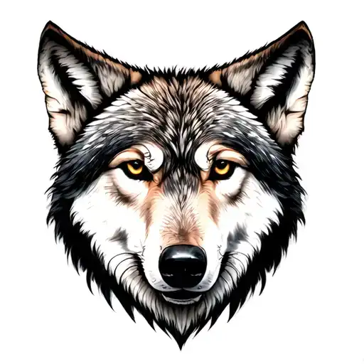 Symmetrical Wolf Head Realistic
