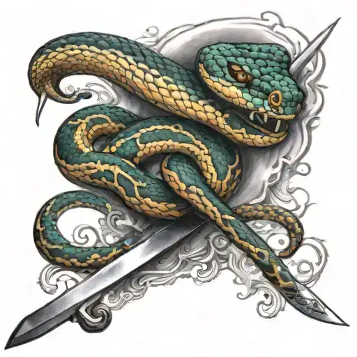 A Snake Swirling Aroudn A Sword