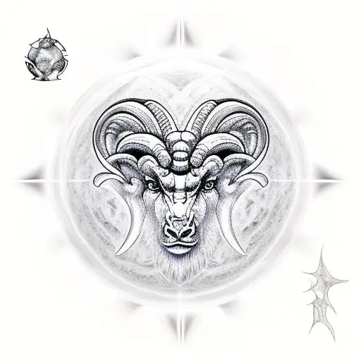 Aries Zodiac In Water Sphere