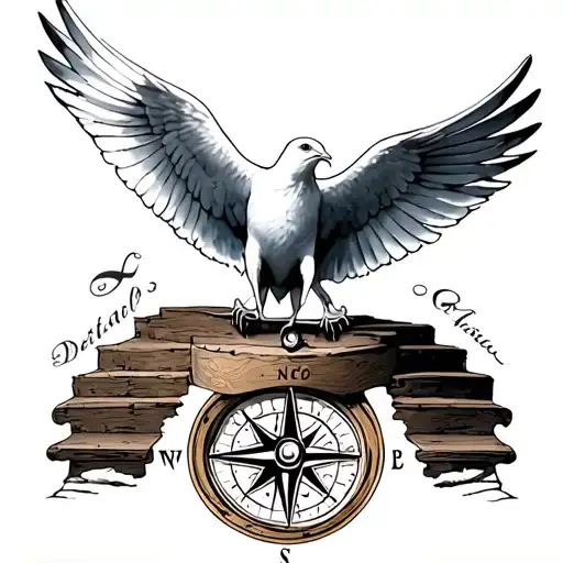 Dove With Staircase And Compass
