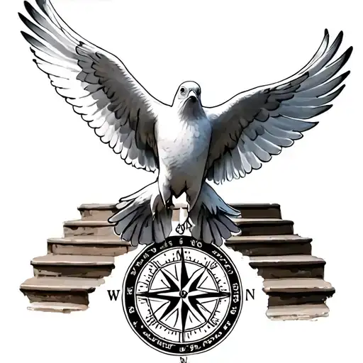 Dove With Staircase And Compass